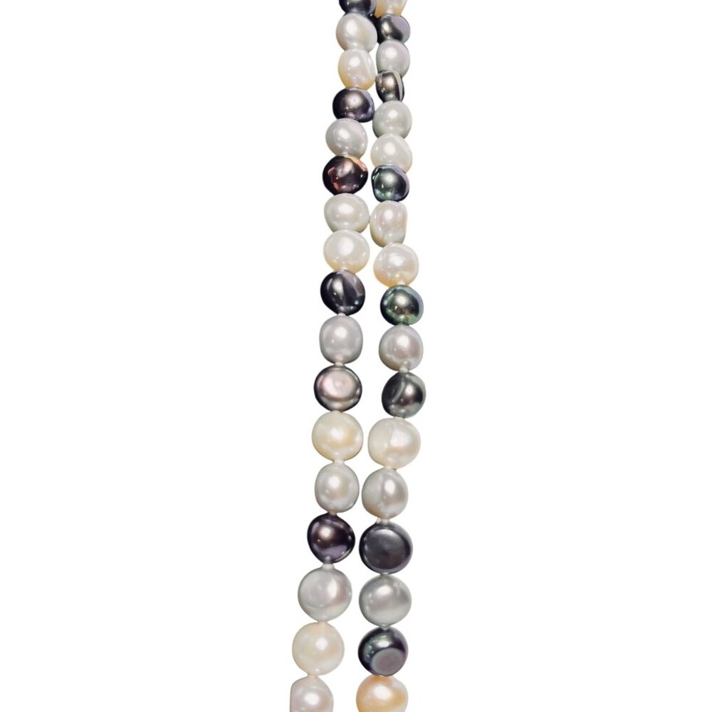 Single Strand Purple, White And Iridescent Pearl Necklace  (6294) - Picture 4 of 7